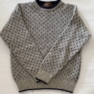 Crewneck Sweater in Grey with Navy Dot Pattern